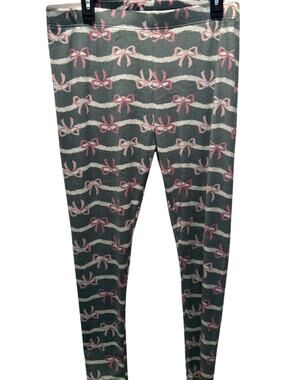 Serra Ultra Plush Legging Pajama Pants Size XL 16-18 Pink Bows